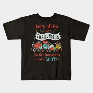 Let's Go To The Dungeon - Vintage Cartoon Fantasy RPG Dice Kids T-Shirt